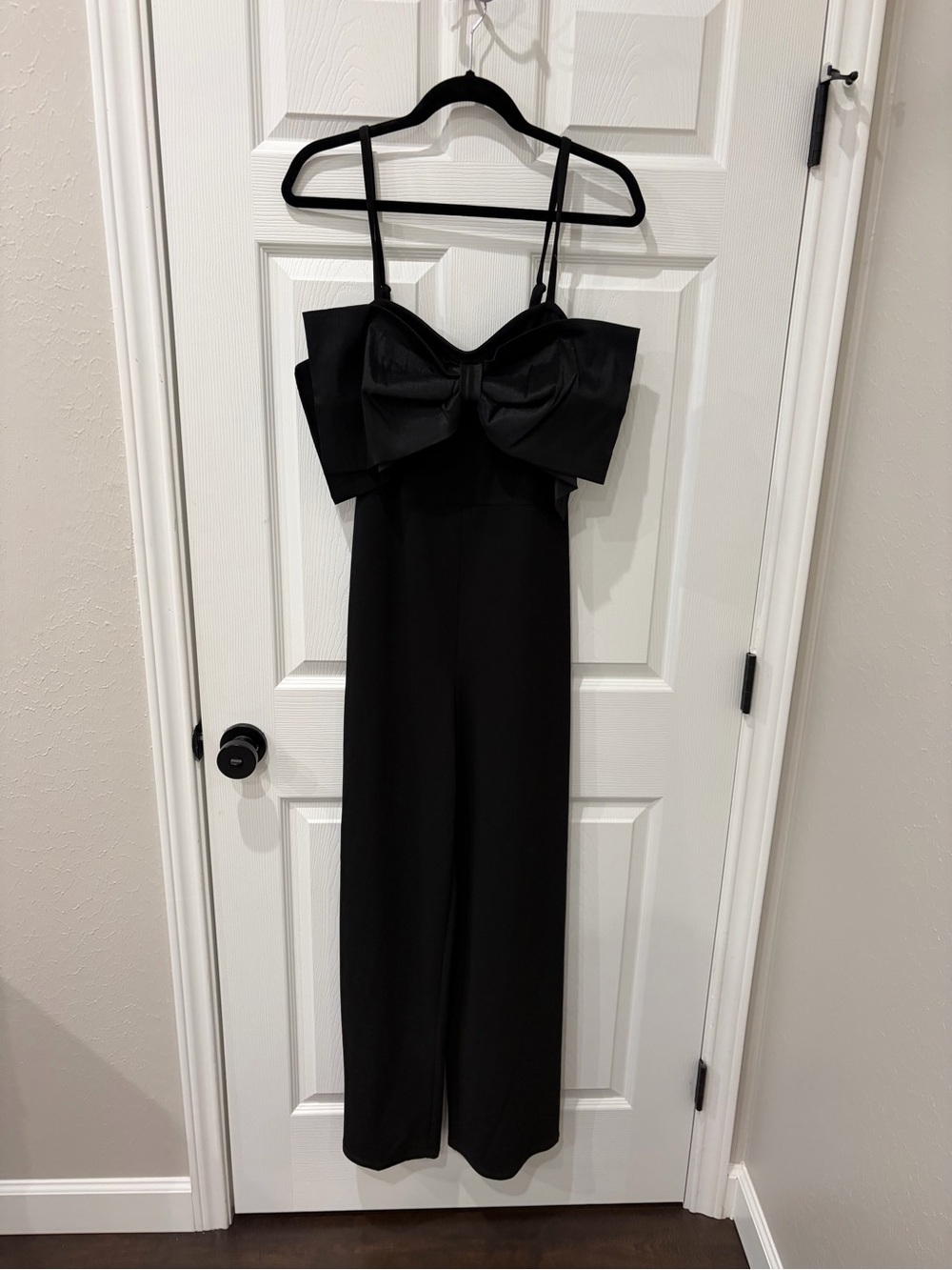 Thirty Thirty Black Bow-Front Spaghetti-Strap Jumpsuit - Size L